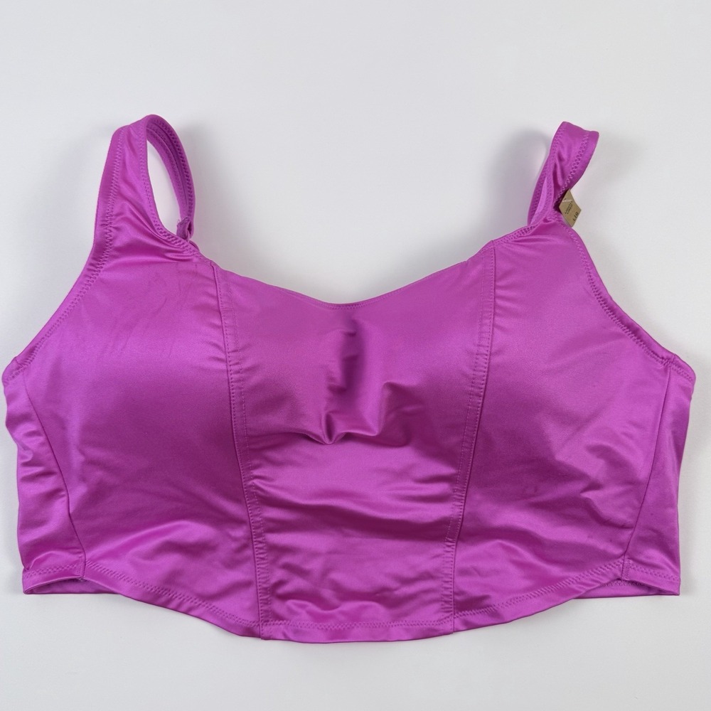 Victoria's Secret PINK Satin Longline Wireless Lightly Lined Bra L Fuchsia *READ